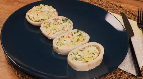 Squid with crab sticks and cheese