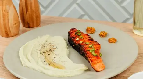Caramelized Salmon with Creamy Broccoli Puree