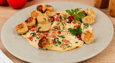Tortilla con bolas de pescado