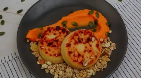 Käsekuchen mit Kürbispüree